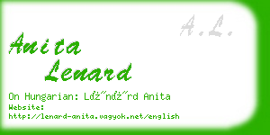 anita lenard business card